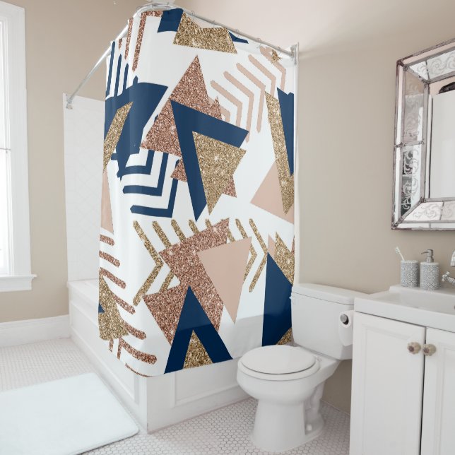 80s Trendy Abstract | Navy and Rose Gold Pattern (In Situ)
