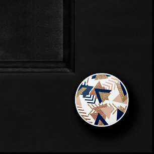 80s Trendy Abstract   Navy and Rose Gold Pattern Ceramic Knob