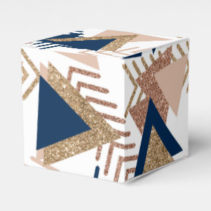 80s Trendy Abstract Navy and Rose Gold Pattern Favor Box
