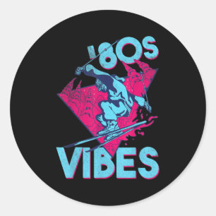 80s Vibes, Retro Ski Vintage 80s Skiing Outfit Classic Round Sticker