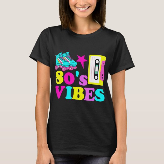 80s Vibes Roller Skate Party Cassette Tape Vintage T-Shirt (Front)