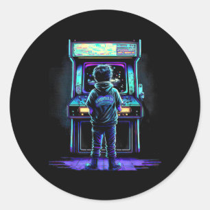80s Video Game Vintage Retro Arcade 3  Classic Round Sticker