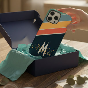 80s vintage aesthetic Stripe stylish monogram iPhone 14 Pro Max Case