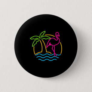 80s Vintage Miami Retro Neon Nk Flamingo  2 Inch Round Button