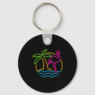 80s Vintage Miami Retro Neon Nk Flamingo  Keychain