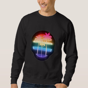 80s Vintage Miami Retro Palms Pink Flamingo Sweatshirt
