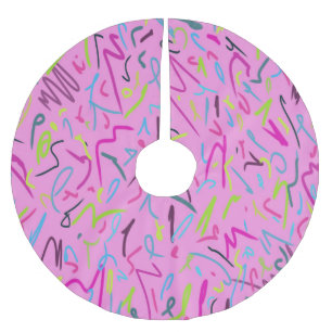 80s Vintage Print in Pink Brushed Polyester Tree Skirt