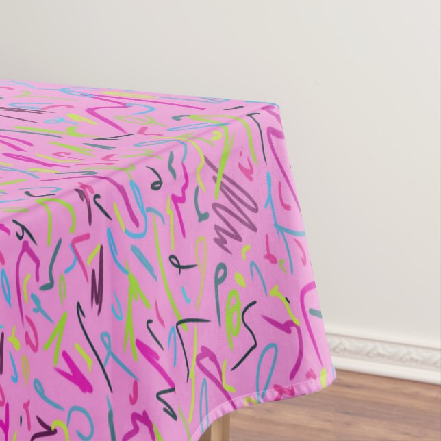 80s Vintage Print in Pink  Tablecloth (In Situ)