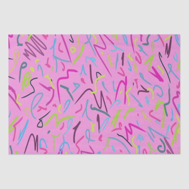 80s Vintage Print in Pink  Tissue Paper (Front)