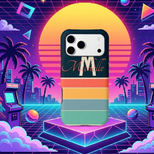 80s vintage simple Stripe custom monogram initial