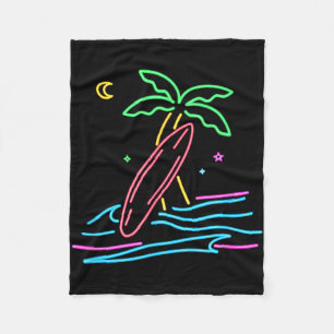 80s vintage surf retro style miami surfer beach fleece blanket