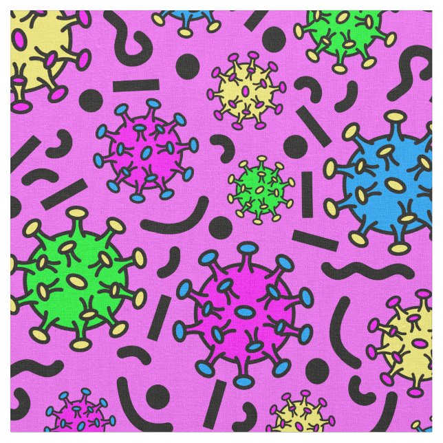 80s viruses on pink fabric (Close Up)