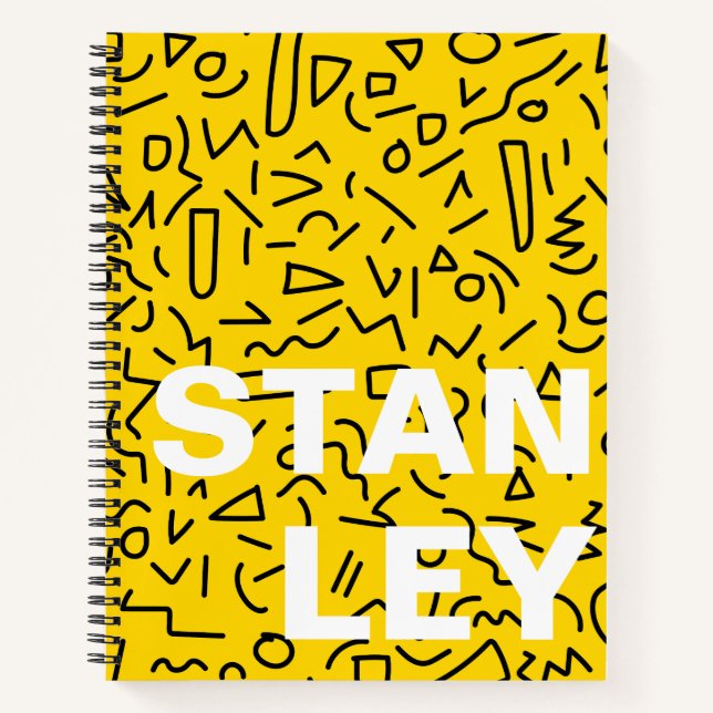 80's Yellow and Black Shape and squiggle  Notebook (Front)