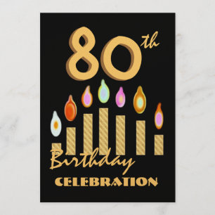80th - 89th Birthday Party Gold Candles Template