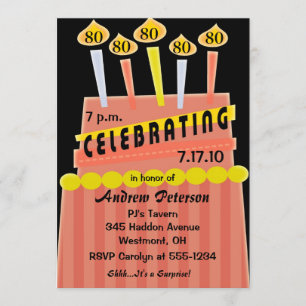 80th - 89th Birthday Party Personalized Invitation