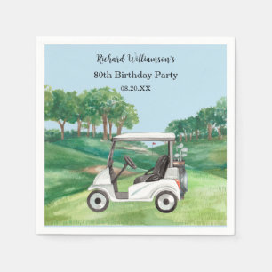 80TH (ANY YEAR) BIRTHDAY PARTY GOLF COURSE NAPKIN