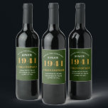 80th Birthday 1941 Black Green Retro Personalized Wine Label<br><div class="desc">A personalized classic label design for that birthday celebration for a special person born in 1941 and turning 80. Add the name to this vintage retro style green, white and gold design for a custom 80th birthday gift. Easily edit the name and year with the template provided. A wonderful custom...</div>