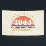 80th Birthday 1943 Aged To Perfection Banner<br><div class="desc">A cool retro sunset on a unique birthday gift idea for men and women celebrating a milestone age.</div>