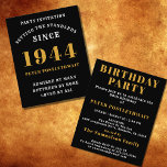 80th Birthday 1944 Black Gold Personalized For Him<br><div class="desc">Elegant Black and Gold 80th Birthday Invitation - Create Your Own Personalized Design. Setting the stage for a remarkable celebration starts with the perfect invitation. Our elegant black and gold 80th birthday invitation is the perfect choice for this milestone event. Bathed in black for a touch of sophistication and adorned...</div>