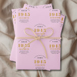 80th Birthday 1945 Add Name Pink Grey<br><div class="desc">A personalised wrapping paper design for that birthday celebration for a special person. Add the name to this vintage retro style pink and grey design for a custom birthday gift. Easily edit the name and year with the template provided. A wonderful custom birthday gift. More gifts and party supplies for...</div>