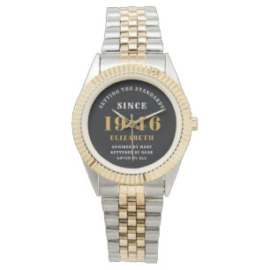 80th Birthday 1946 Elegant Black White Chic Watch