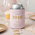 80th Birthday 1946 Keepsake Elegant Personalized Can Cooler<br><div class="desc">Celebrate a milestone 80th birthday with this chic, personalized can cooler! Featuring a sophisticated pink and grey design and the iconic 'Born in 1946' year, it's the perfect gift for keeping drinks cold in style. Customize it with the recipient's name for a unique keepsake they'll cherish. Ideal for birthday parties,...</div>