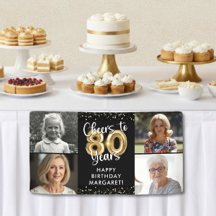80th Birthday 4 Photos Cheers to 80 Years Confetti Banner