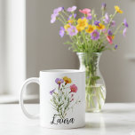 80th Birthday 80 Personalized Floral Flower for he Coffee Mug<br><div class="desc">This design was created though digital art.  It may be personalized by choosing the  customize further option.

Contact me at colorflowcreations@gmail.com if you with to have this design on another product.  

 See more of my creations or follow me at www.facebook.com/colorflowcreations,  www.instagram.com/colorflowcreations,  www.twitter.com/colorflowart,  and www.pinterest.com/colorflowcreations.</div>