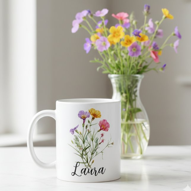 80th Birthday 80 Personalized Floral Flower for he Coffee Mug (Creator Uploaded)