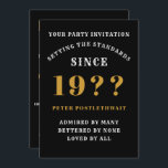 80th Birthday Add Name Year Black Gold For Him Invitation<br><div class="desc">For those celebrating their 80th birthday party we have the ideal birthday invitation card. The black background with a white and gold design is simple and yet elegant. Easily customize the text to the front and the rear of this birthday invitation card using the template provided. Part of the setting...</div>