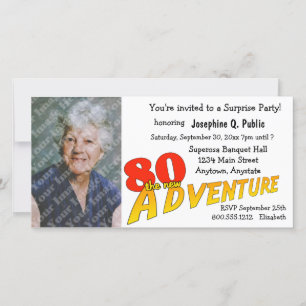 80th Birthday Adventure Party Photo Invitation