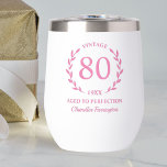 80th Birthday Aged to Perfection Custom Name Year<br><div class="desc">Super fun birthday gift - wine or coffee tumbler features text that reads "Vintage - aged to perfection" 80 - (change to any year) Add the birthday person's age, year and name. So easy to customize - you can even change the text colour. This makes a truly one of a...</div>