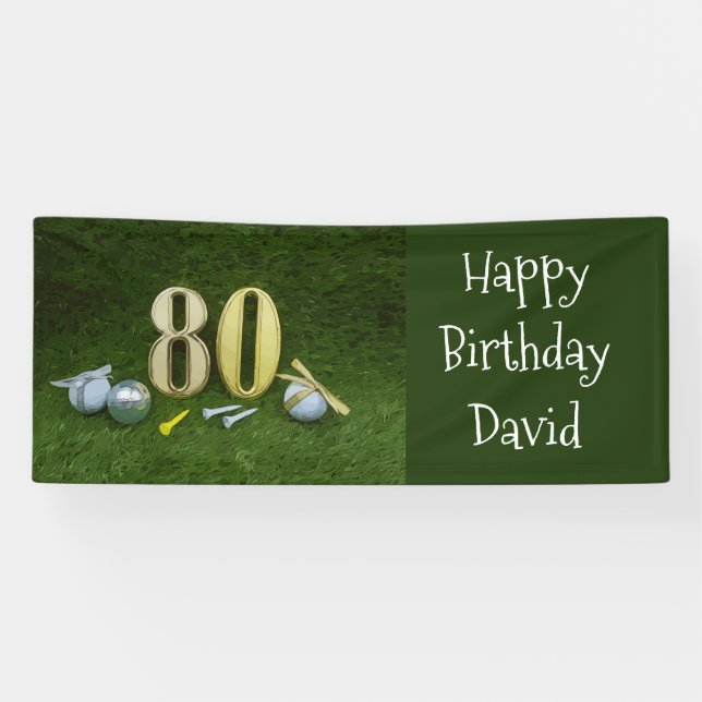 80th Birthday Anniversary to golfer with golf ball Banner (Horizontal)