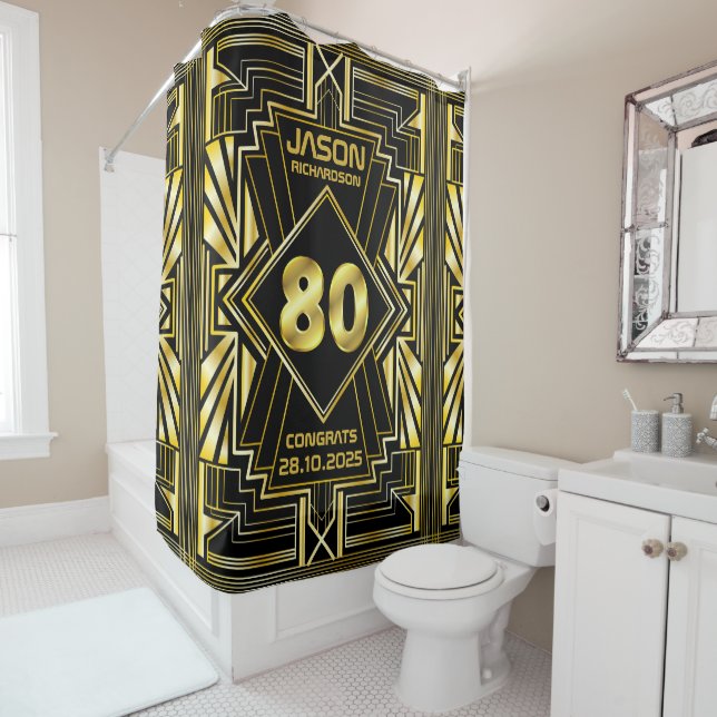 80th Birthday Art Deco Gold Black Great Gatsby (In Situ)