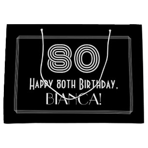 80th Birthday — Art Deco Inspired Look "80" & Na Large Gift Bag