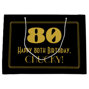 80th Birthday — Art Deco Inspired Look "80" & Na Large Gift Bag