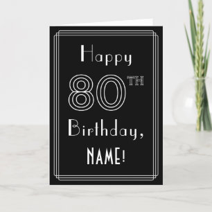 80th Birthday: Art Deco Style # 80 & Custom Name Card