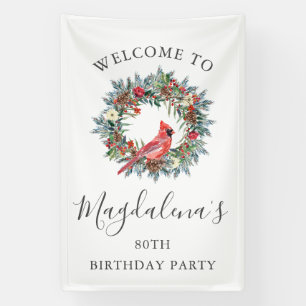 80th Birthday Banner Red Cardinal Custom Welcome