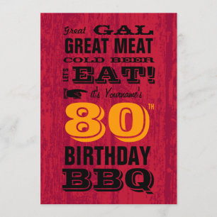 80th Birthday BBQ Grill Out Invitation
