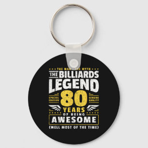 80th Birthday Billiards Player 80 Years Old Billia Keychain