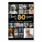 80th Birthday Black Gold 16 Photo Cheers to Years
