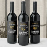 80th Birthday Black Gold  Legendary Funny  Wine La<br><div class="desc">A personalized elegant wine bottle label that is easy to customize for that special birthday party occasion.</div>