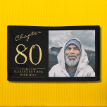 80th Birthday Black Gold Photo Banner<br><div class="desc">Celebrate your loved one's birthday in style with a black and gold birthday banner featuring their favourite photo. Discover how this high-quality,  customizable banner can elevate any birthday celebration and create a lasting impression for the birthday honoree.</div>