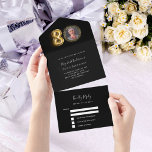 80th birthday black gold photo rsvp all in one invitation<br><div class="desc">A black background,  decorated with a large number 80 in faux gold.  Personalize and add a photo,  name,  party details,  RSVP date,  return address and name.</div>