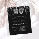 80th birthday black silver leopard invitation<br><div class="desc">A modern, stylish and glamourous invitation for a 80th birthday party. A black background, decorated with silver confetti. The name is written with a modern hand lettered style script. Personalize and add your party details. Number 80 is written with a trendy balloon style font, leopard pattern. 1 sheet = 1...</div>