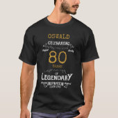 80th Birthday Black White Gold Mens T-Shirt (Front)