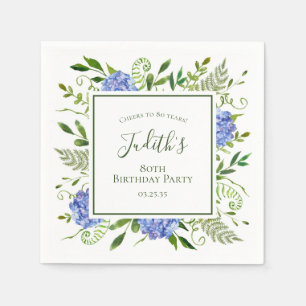 80th Birthday Blue Hydrangeas Napkin