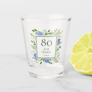 80th Birthday Blue Hydrangeas Shot Glass