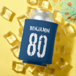 80th Birthday Blue Personalized Can Cooler<br><div class="desc">Custom 80th Birthday Gift,  Add a Name to this Blue Beverage Can Holder for a Unique Present for the 80 year old.</div>