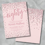 80th Birthday Blush Pink Rose Gold Invitation<br><div class="desc">Introducing a chic and celebratory 80th birthday party invitation, perfect for marking this special milestone in style. The elegant design features a mix of rose gold and silver glitter confetti, adding a touch of fun and festivity. At the top, "Eighty" is prominently displayed in bold calligraphy, setting the tone for...</div>